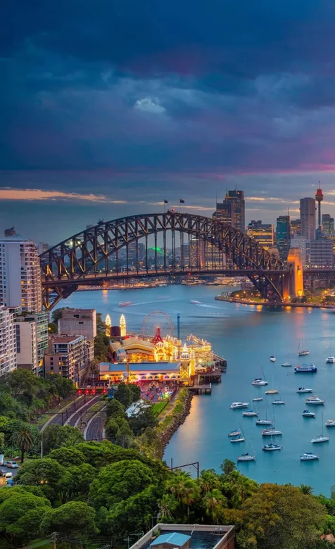 城市跨海大桥夜景灯光秀手机壁纸