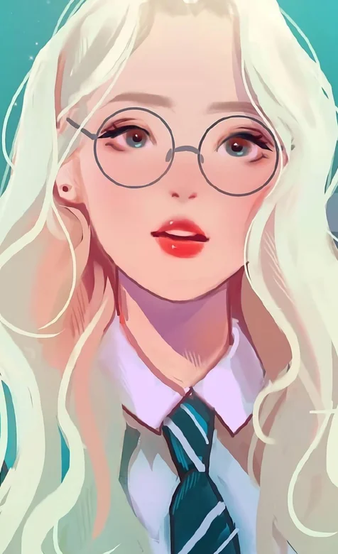 精致动漫制服美女，戴着眼镜，白色长发手机壁纸大图