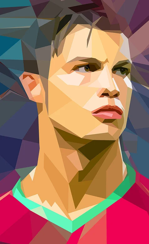 球星“C罗”菱形方块头像高清手机壁纸