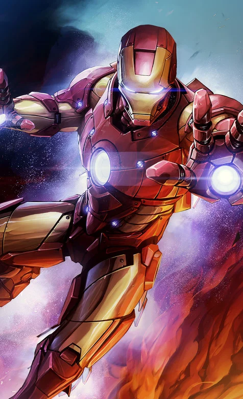 炫彩背景帅气的钢铁侠手机壁纸