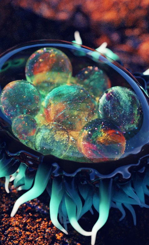 炫彩的透明球体创意手机壁纸