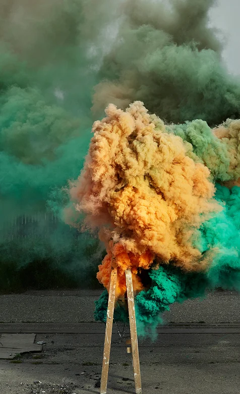 黄色和青色的烟雾唯美手机壁纸