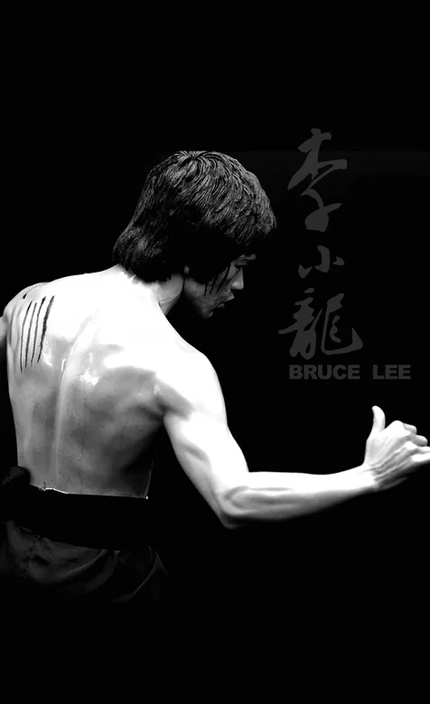 功夫大师李小龙黑色背景手机壁纸图片
