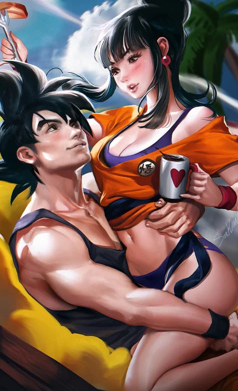 3D手绘七龙珠漫画人物“孙悟空”的手机壁纸，画面有点污