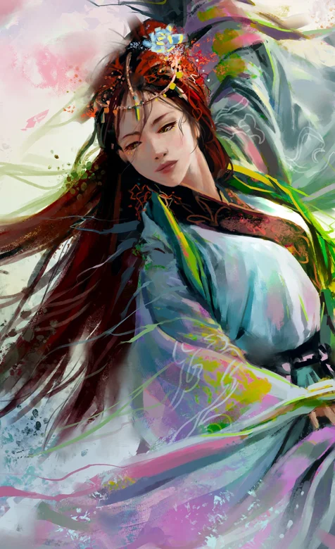 唯美的古装长发美女，一抹胭脂黯然销魂