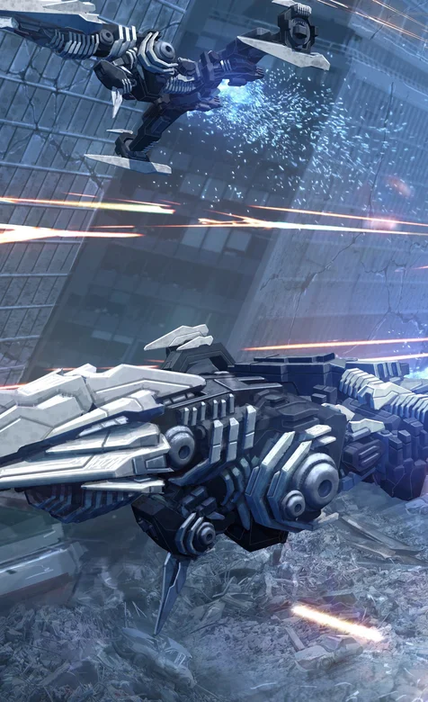 科幻的未来战机空战场景手机壁纸