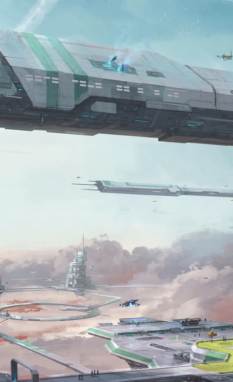 未来的悬浮城市建筑科幻壁纸