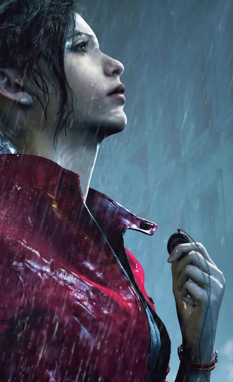 雨中的动漫女角色手机壁纸