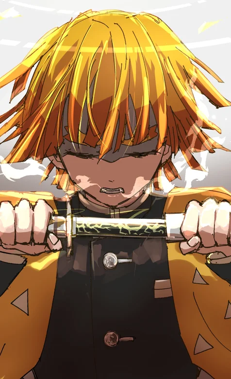 正在拔剑的鬼灭之刃的人物我妻善逸高清手机壁纸