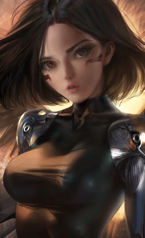 性感穿皮衣的动漫人物阿丽塔手机壁纸