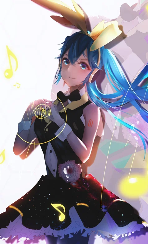 戴着金色兔耳朵头饰的动漫兔女郎美女手机壁纸