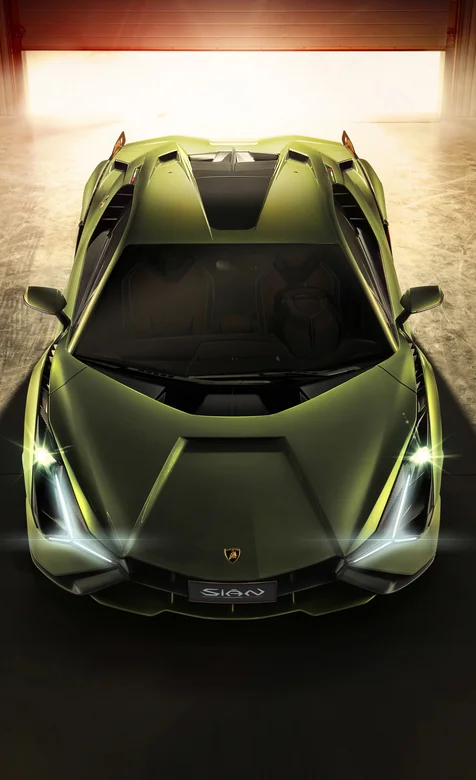 亮绿色兰博基尼跑车手机背景图片