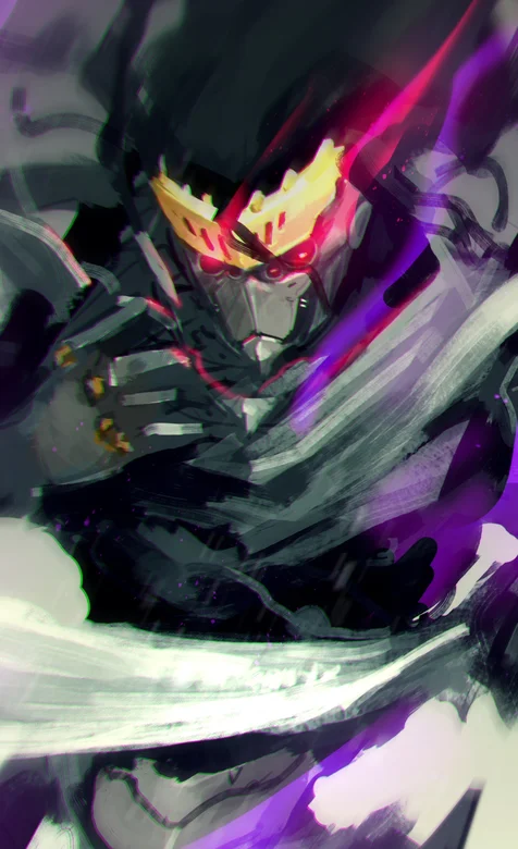 眼睛发光的邪恶战士插画手机壁纸