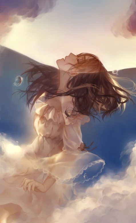 唯美的穿着百褶裙的动漫美女手机壁纸