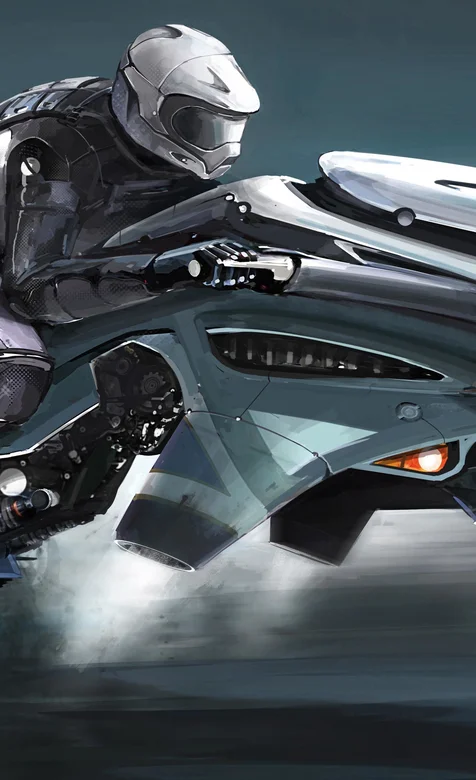 未来的悬浮机车插画手机壁纸