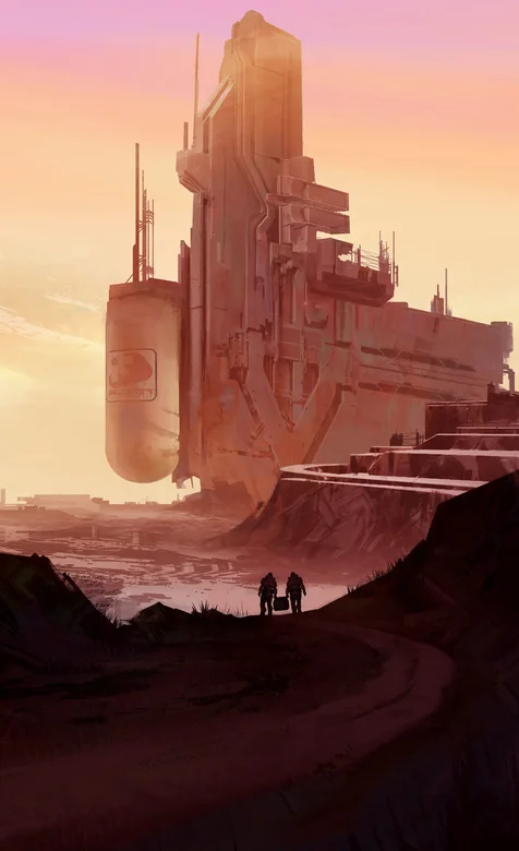 神奇的未来建筑动漫插画手机背景图片