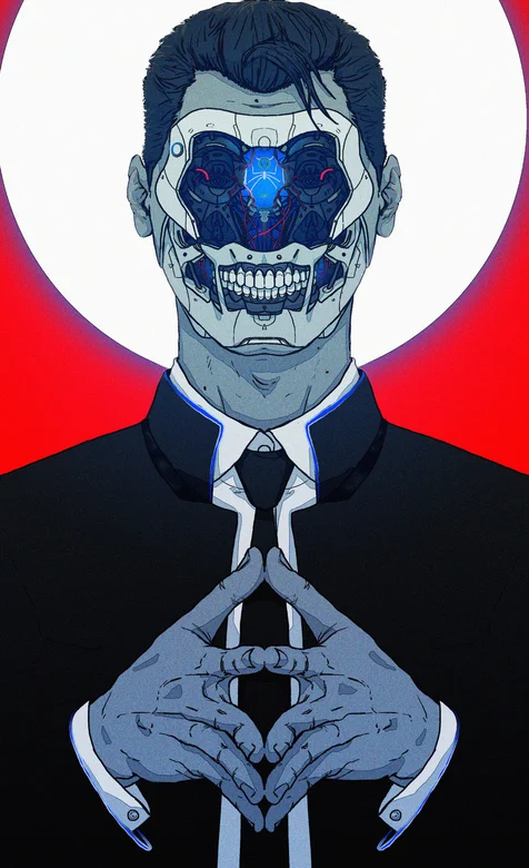 手绘机械人工智能机器人管家的创意手机壁纸图片