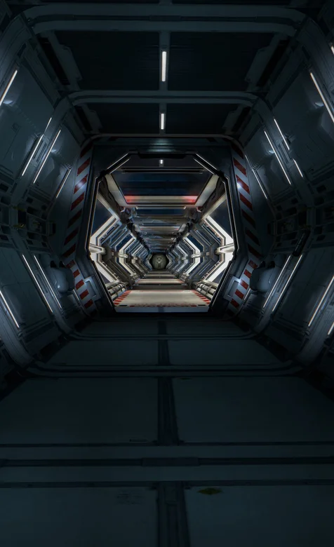 太空空间站里的走廊创意手绘手机壁纸