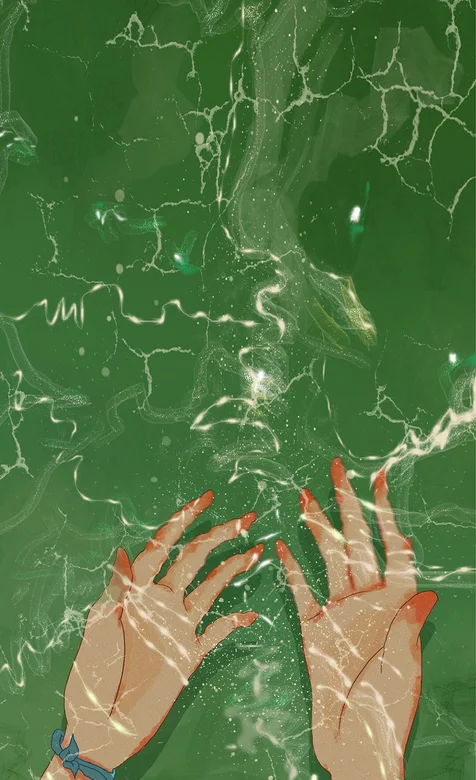 泡在水中的手动漫手机壁纸