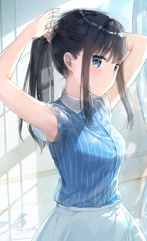 绑头发的职业动漫少女手机壁纸