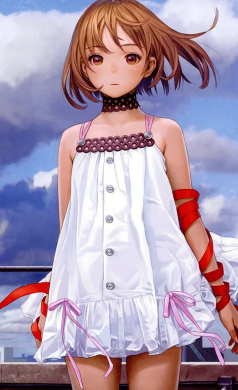 穿白色吊带短裙的清纯动漫女生手机壁纸