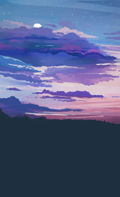 唯美的紫色云彩创意手绘手机壁纸