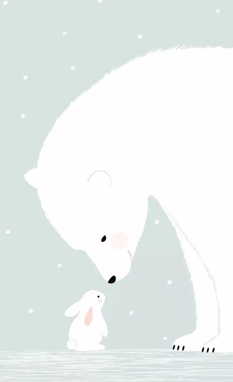 卡通白熊和小白兔可爱手机壁纸