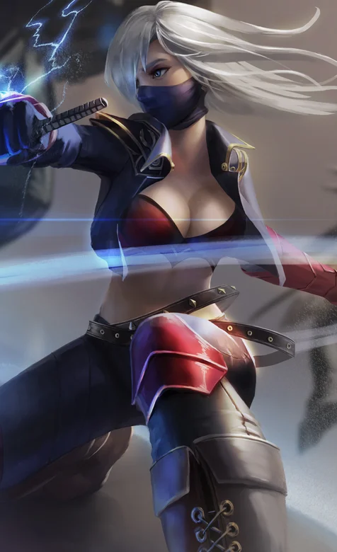 蒙面女侠舞刀帅气动漫手机壁纸