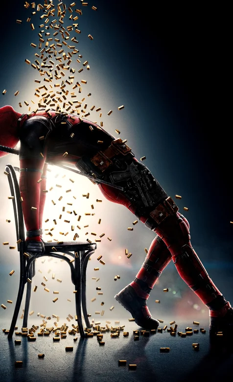 子弹砸在身上的影视人物“死侍”创意手机壁纸