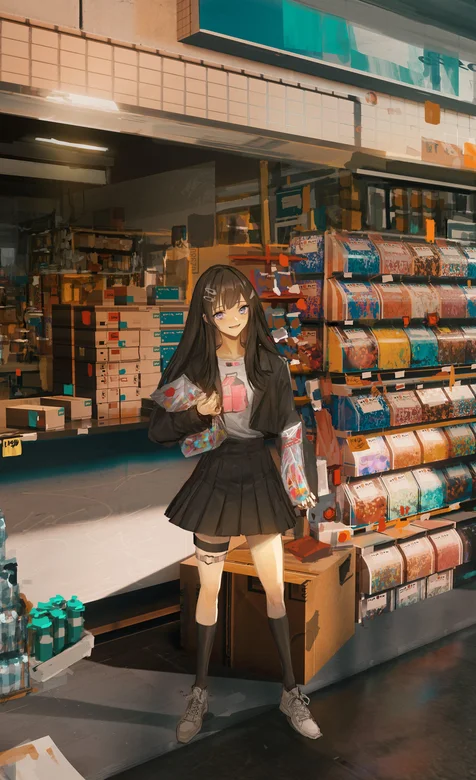 图书馆里的动漫学生妹子