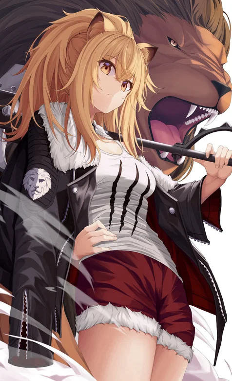 训狮的动漫美女和他的霸气狮子高清手机壁纸