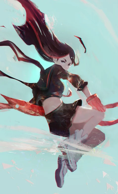 飘逸高空落下的动漫少女