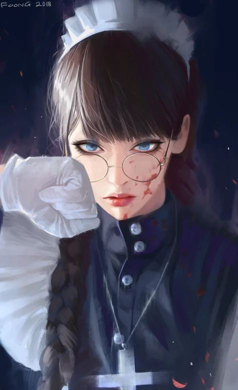 戴眼镜满脸血的邪恶女修女