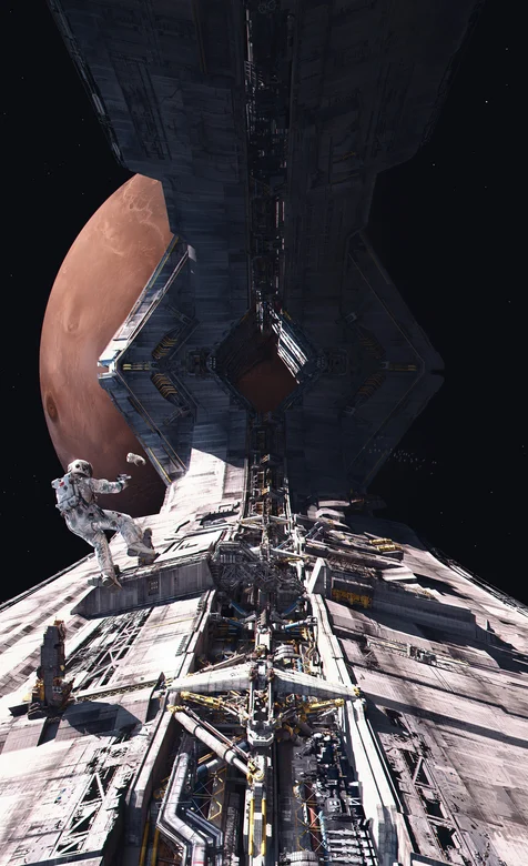 行走在太空空间站外围的宇航员