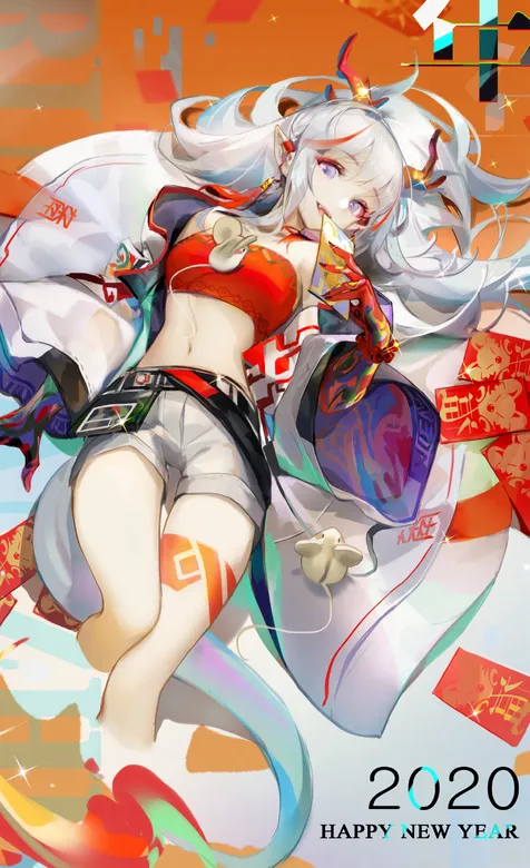 2020新年壁纸，躺在地上的动漫中国风女生