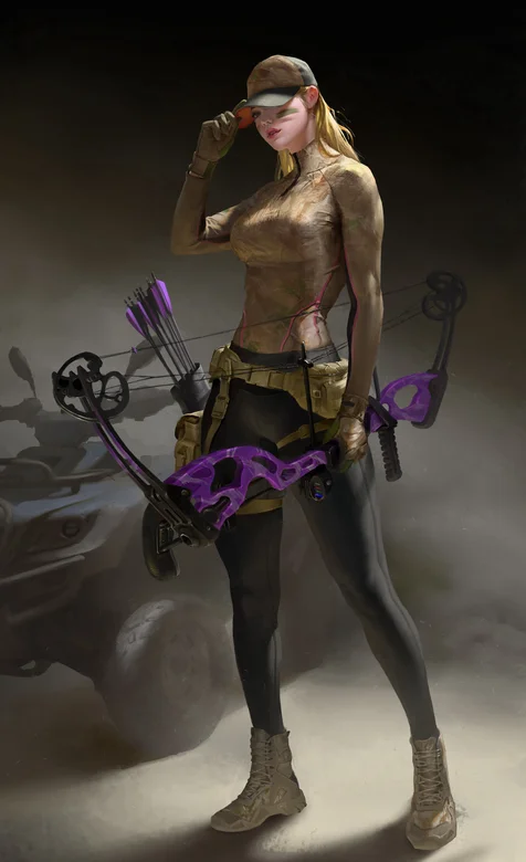 军旅装头戴鸭舌帽的性感动漫女箭士