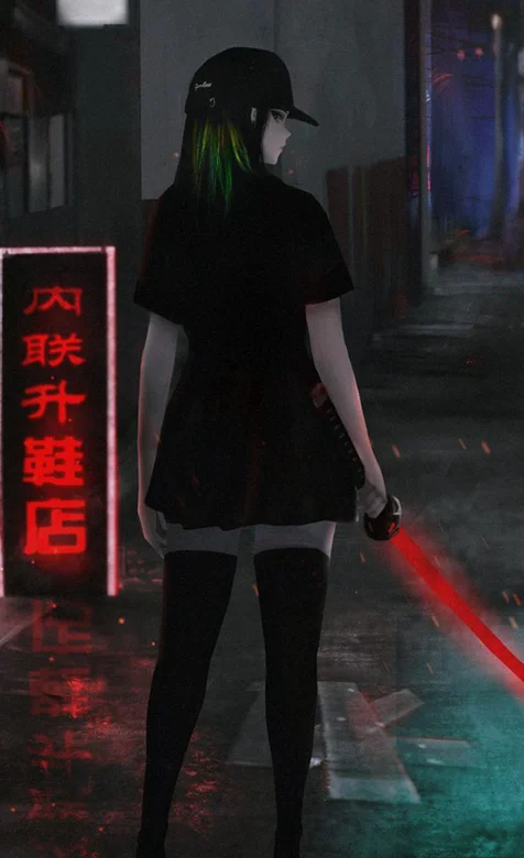 戴鸭舌帽在街道上站着的霸气时尚女杀手