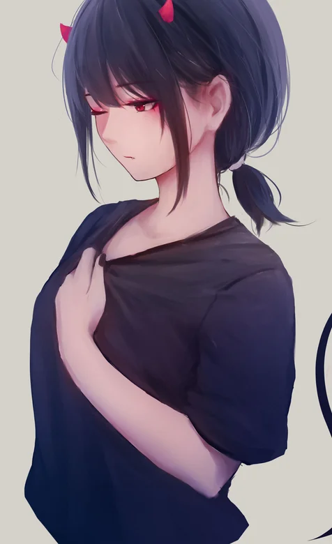 小恶魔动漫少女手绘手机壁纸