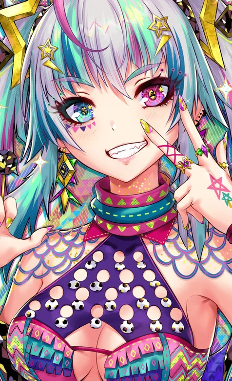 比剪刀手势杀马特比基尼动漫少女手机壁纸