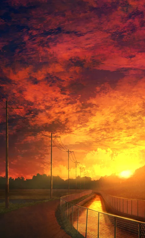 橙色唯美的落日火烧云手机壁纸