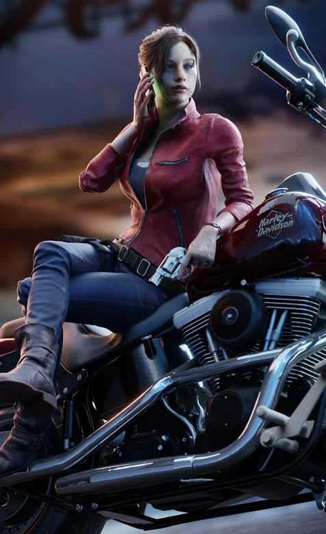 3D坐在机车上酷酷的动漫少女手机壁纸