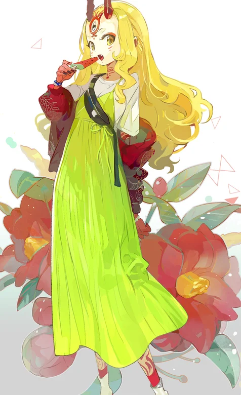 花前头上有角的动漫人物手机壁纸