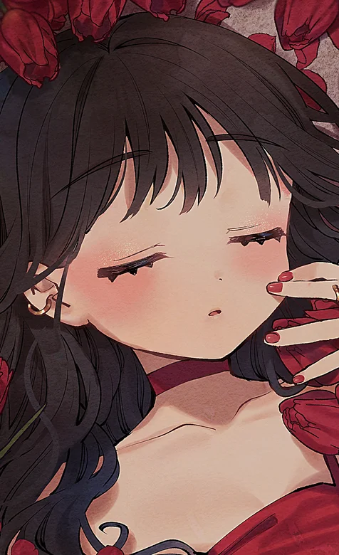 接上篇，闭眼的玫瑰动漫少女