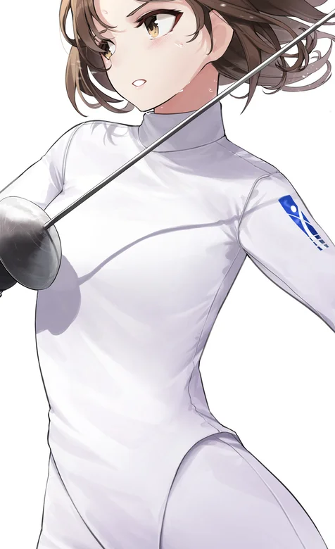 手绘简洁的击剑女运动员