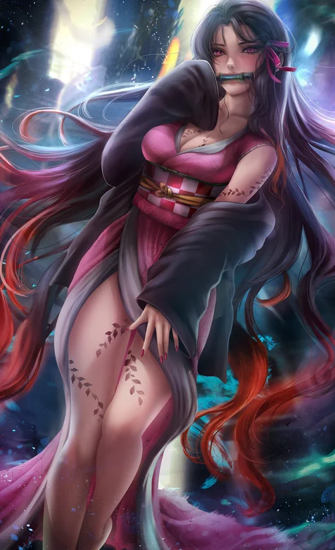 3D动漫人物灶门祢豆子个性手机壁纸