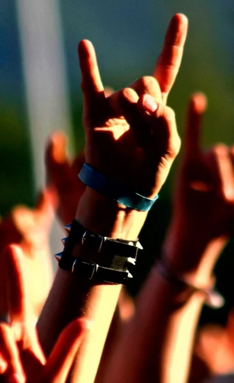 演唱会上比着摇滚手势的特写个性手机壁纸