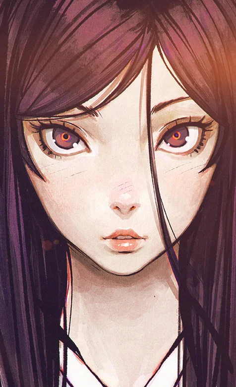 创意的动漫少女头像插画手机壁纸