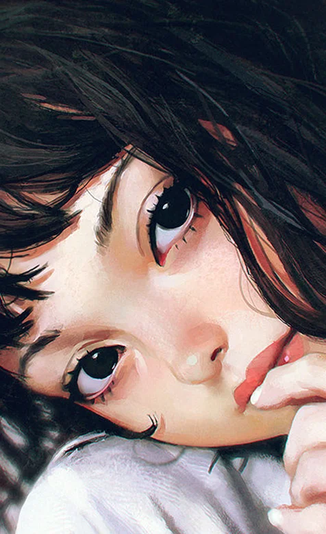 较写实的短发动漫小女生插画手机壁纸图片