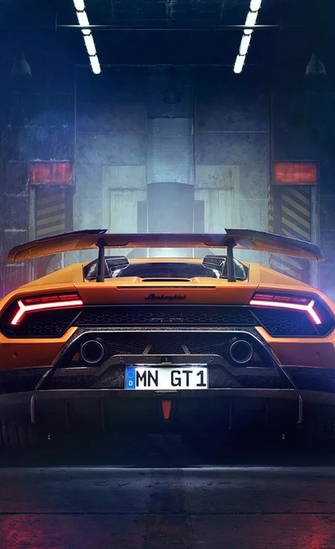 橙色兰博基尼帅气尾灯霸气跑车手机壁纸