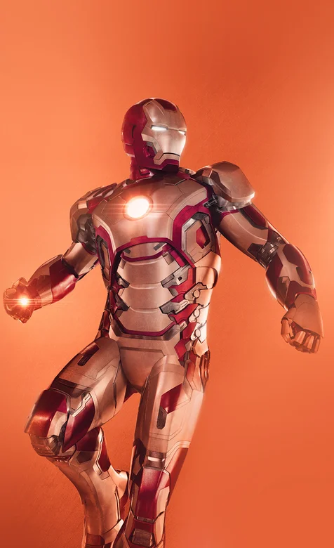 橙色纯色背景漫威英雄钢铁侠的手机壁纸
